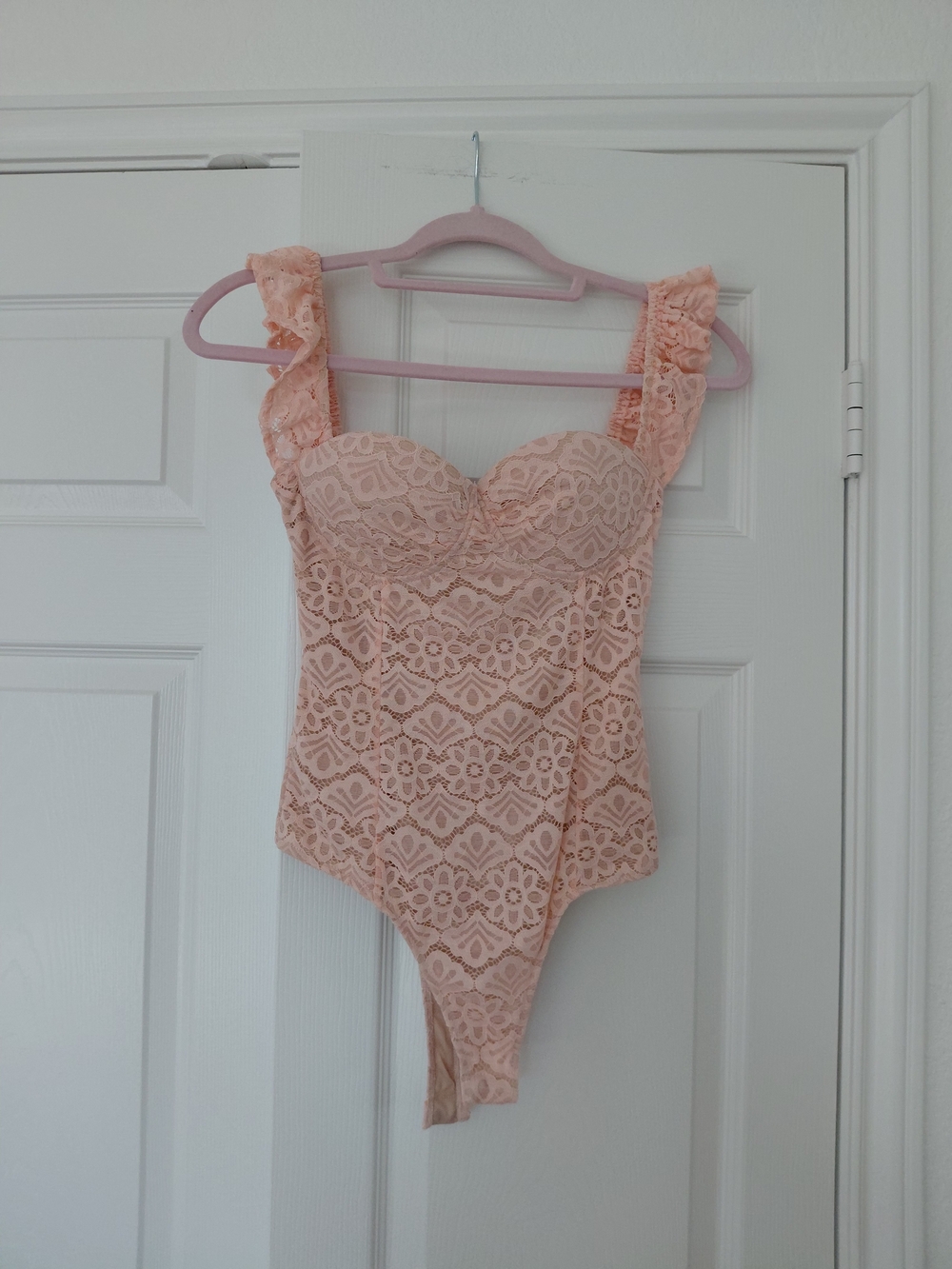 Honey Punch Blush Pink Lace Bodysuit